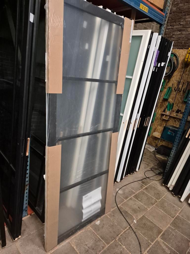 93x231,5cm binnendeur opdek R staallook zwart NDB900 SD8, 80 tot 100 cm, Binnendeur, Nieuw, Svedex