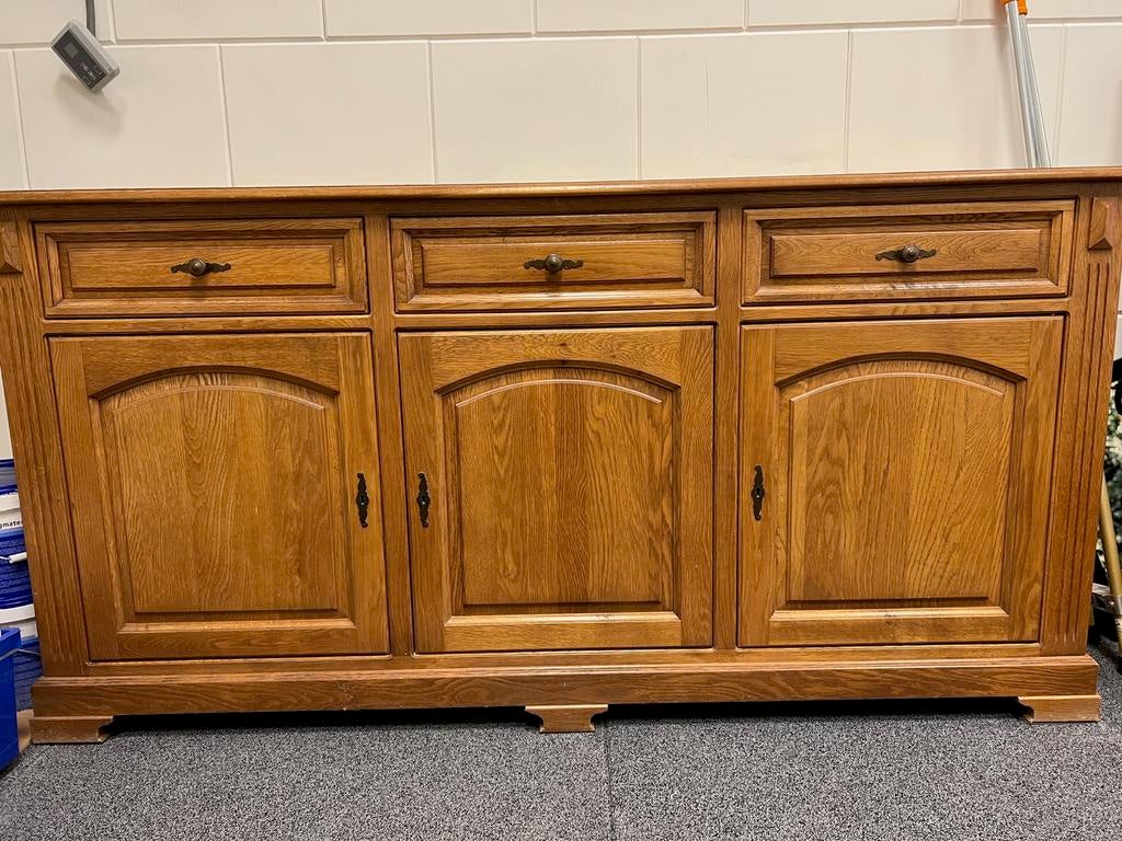 Houten Dressoir met deuren en lades, Ophalen, Gebruikt, 150 tot 200 cm, Eikenhout