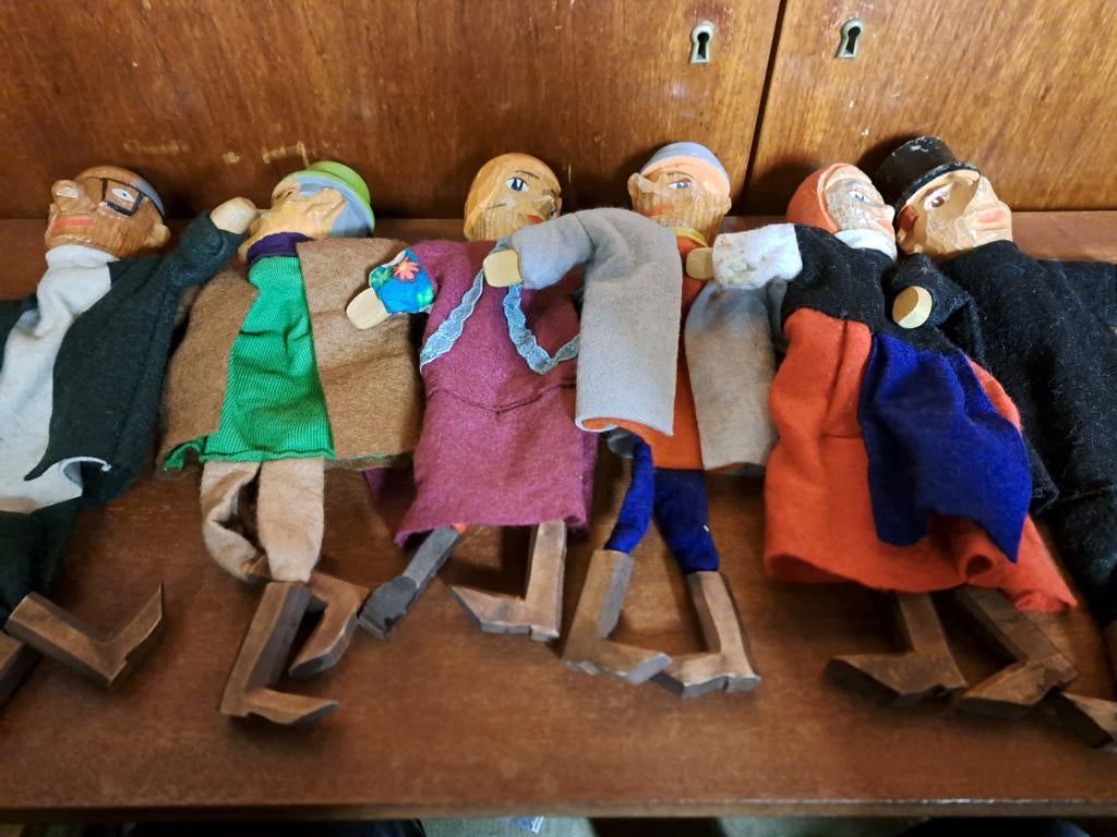 poppenkast poppen antiek hout vintage Duitsland, Antiek en Kunst, Ophalen of Verzenden