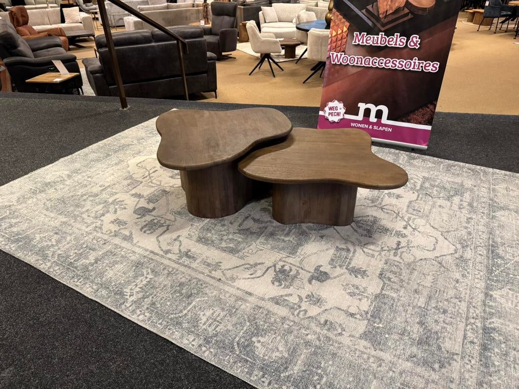 Salontafel 2-Delig Organisch mangohout Direct leverbaar