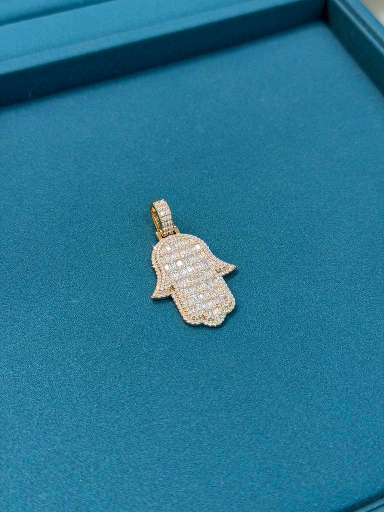 18KT Goud - Hanger - Fatima Hand - Labdiamanten- Rosé -Hamsa, Ophalen, Nieuw, Goud