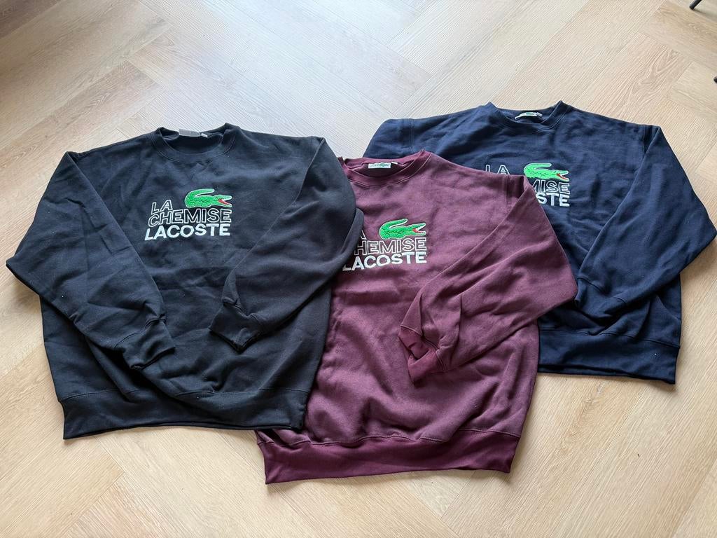 Lacoste | Sweater | Vintage | Rework  | upcycled | vinted, Kleding | Heren, Truien en Vesten, Zo goed als nieuw, Rood, Ophalen of Verzenden