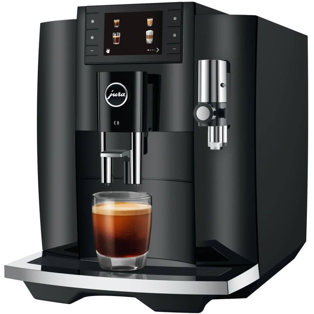 JURA E8 (EC) – Piano Black, Nieuw met BTW Factuur, Jura, 10 kopjes of meer, Afneembaar waterreservoir, Koffiemachine