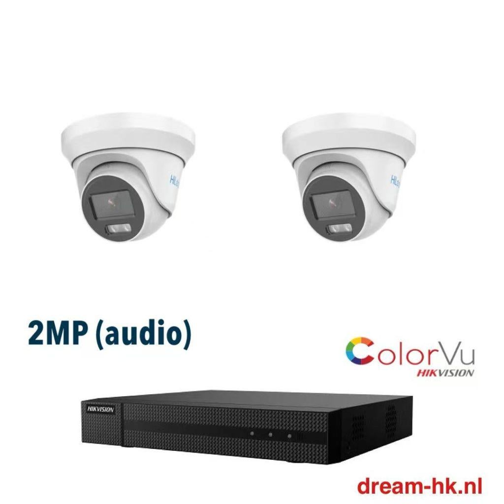 2MP Hikvision ColorVu 4CH HD TVI set/4CH DVR +2x camera, Ophalen of Verzenden, Nieuw, Buitencamera