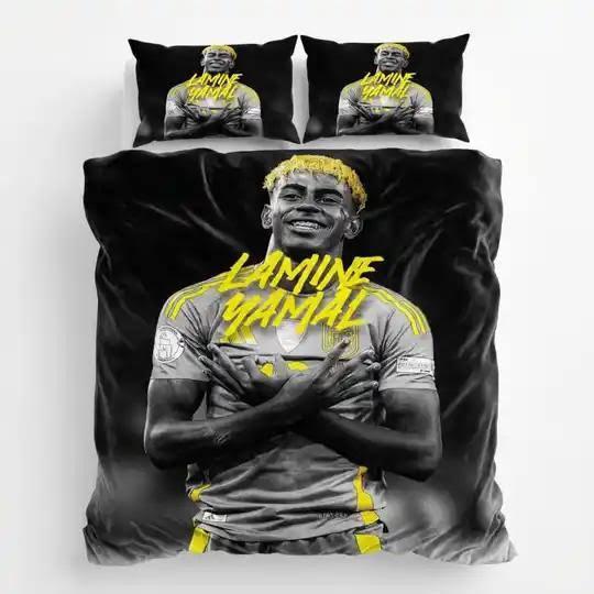Voorraad! Lamine yamal beddengoed 140x200 kids voetbalkamer, Jongetje of Meisje, Wit, Dekbedovertrek, Ophalen of Verzenden