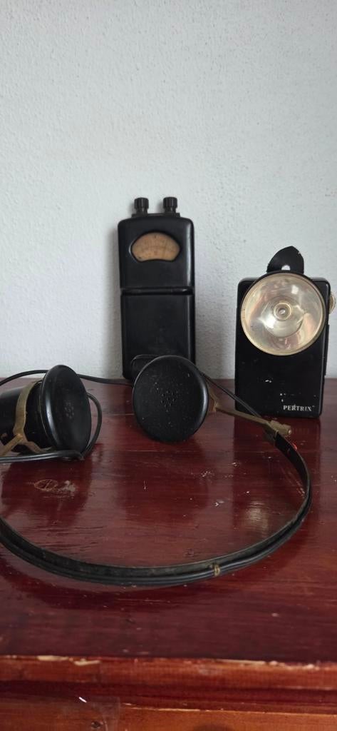 Vintage Set: Jaren 50 Koptelefoon, Zaklamp & Doormeter, Ophalen of Verzenden