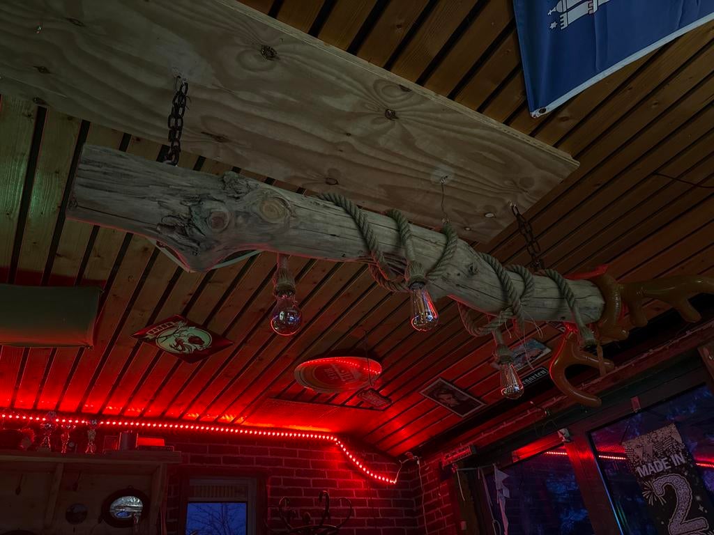 Unieke Boomstam Lamp, Ophalen, Zo goed als nieuw, Hout, 75 cm of meer