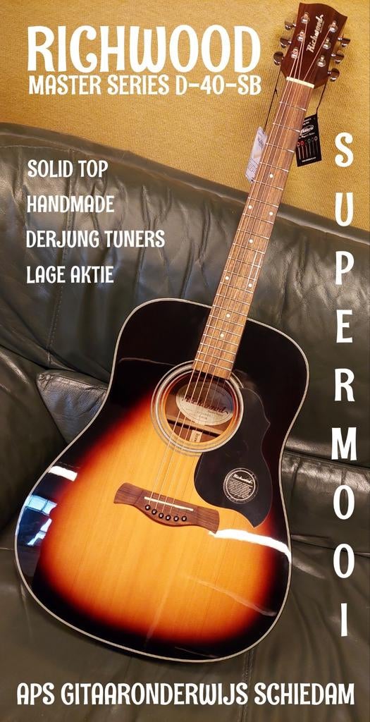 NIEUWE RICHWOOD MASTER SERIES D-40-SB, Ophalen of Verzenden, Nieuw, Western- of Steelstringgitaar