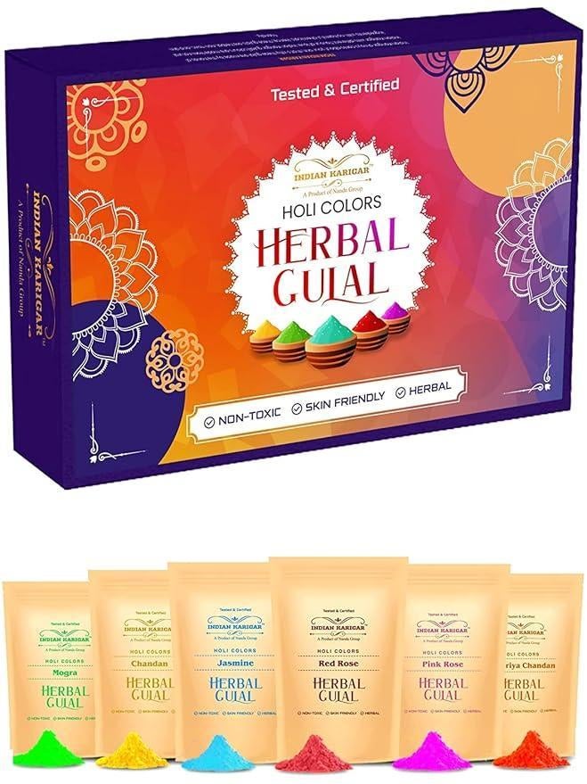 Vier Krishna Holi met Biologische Gulal – 6 kleuren, Ophalen of Verzenden, Nieuw, Overige typen, Carnaval