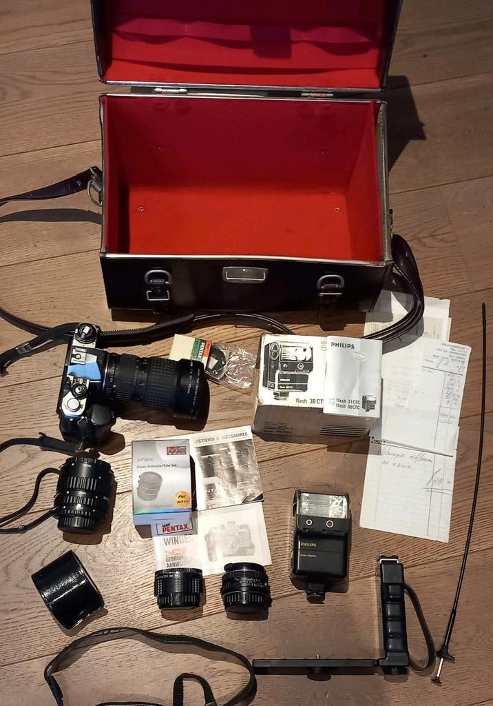 Pentax analoog spiegelreflex met winder en div., Ophalen, Gebruikt, Pentax, Geen optische zoom