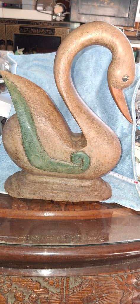 Sierlijke houten zwaan, Antiek en Kunst, Kunst | Beelden en Houtsnijwerken, Ophalen of Verzenden