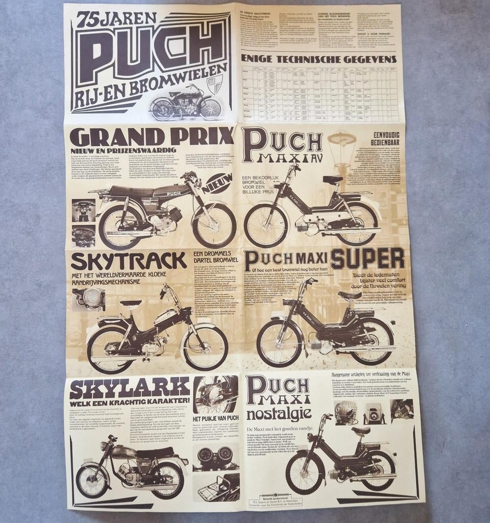Vintage Poster Puch brommer  bromwielen grand prix, Kolibrivintagehal@gmail.com, Overige modellen, Aaldertgeertsstraat 43 Olst