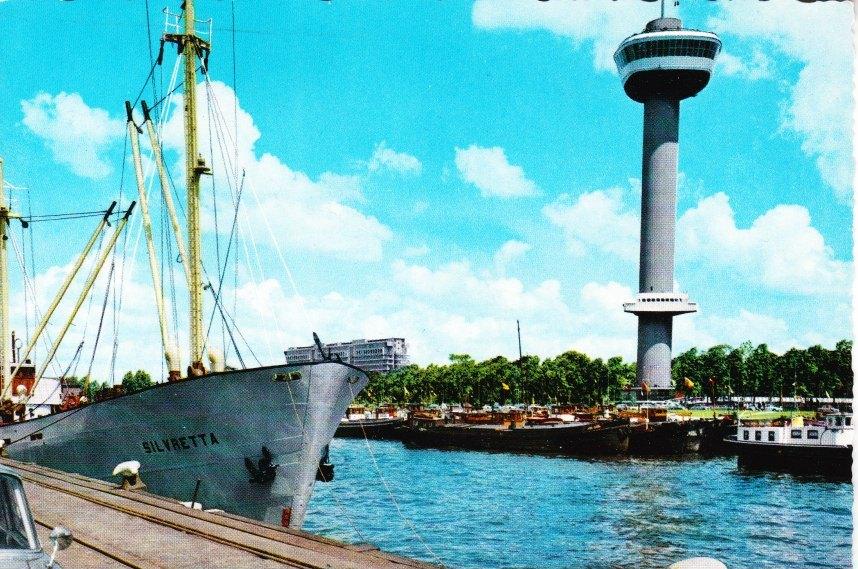 ROTTERDAM,- Coaster neus en binnenvaart.Euromast. 11-02, Verzamelen, Ansichtkaarten | Nederland, Ophalen of Verzenden, 1960 tot 1980