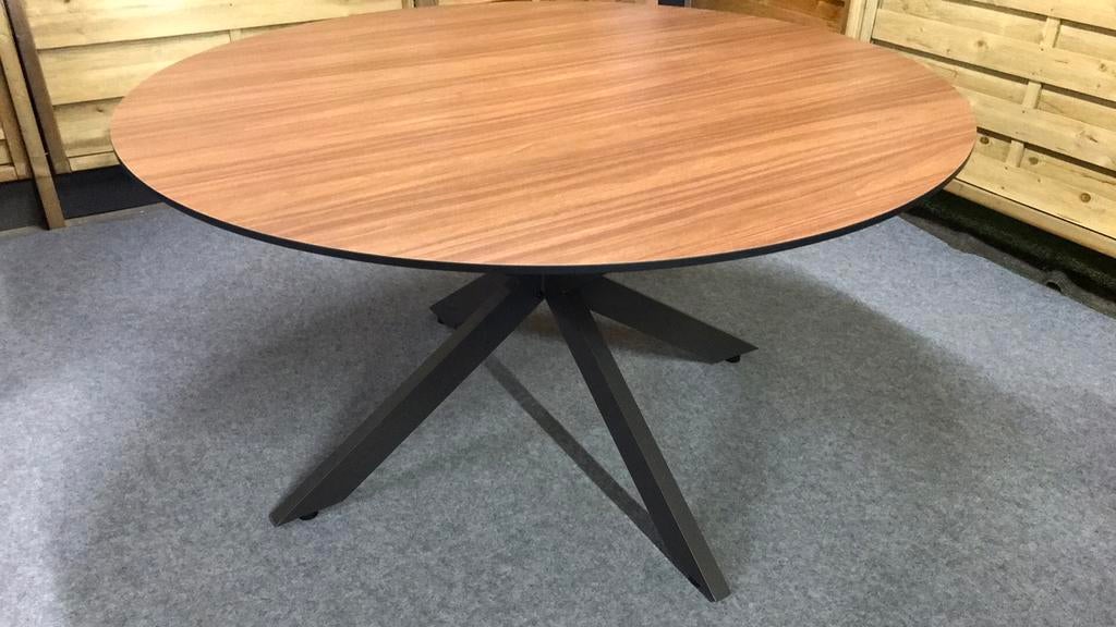 Tuintafel met HPL blad Ø 140 cm. op spinpoot onderstel, Ophalen, Nieuw, Rond, Overige materialen