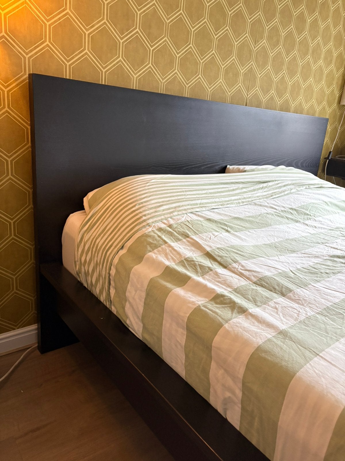 Malm bed Ikea donker bruin zwart 160 cm breed, Ophalen, Gebruikt, Zwart, Tweepersoons