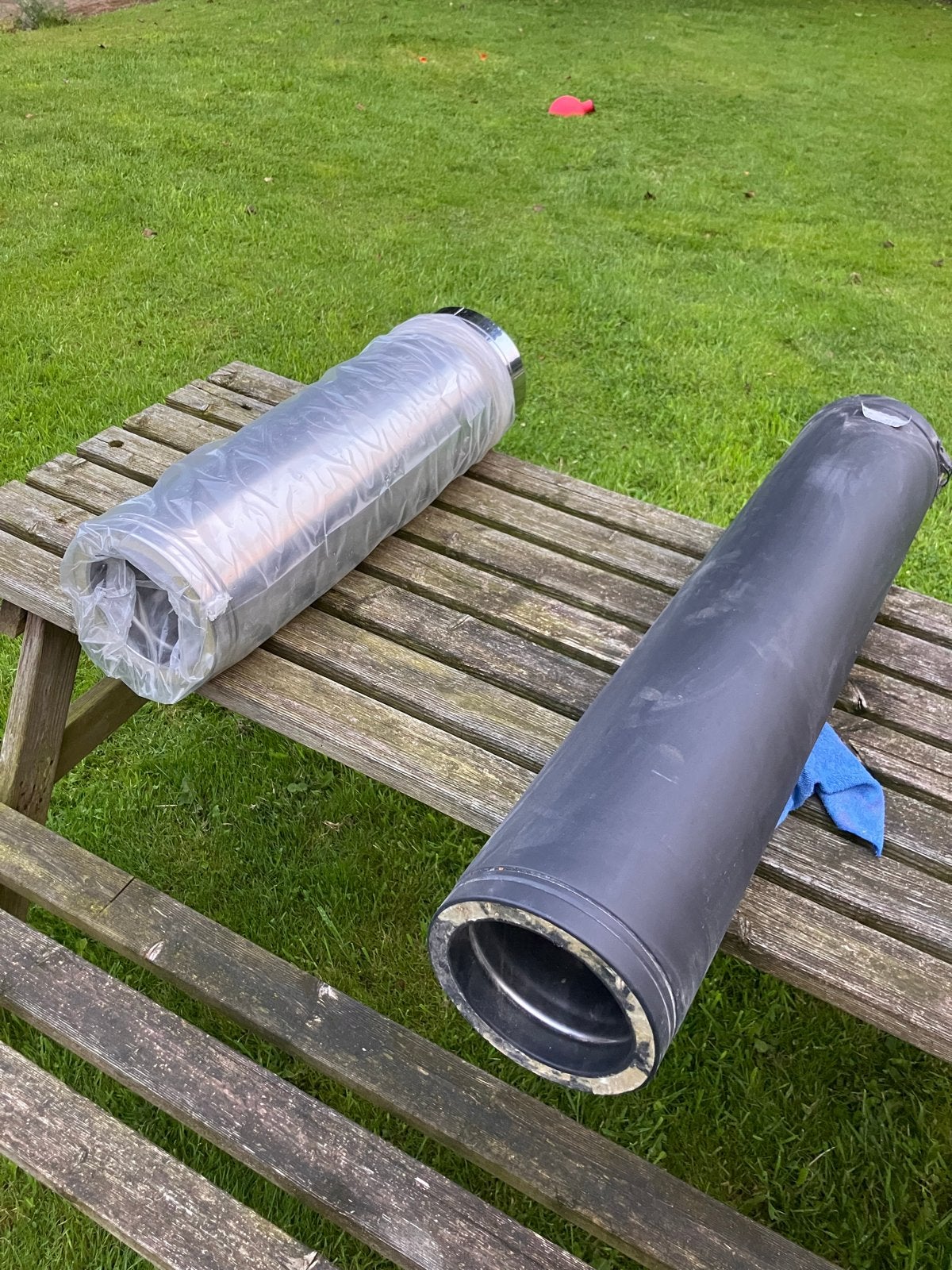 Dubbelwandige kachelpijp 150/200mm - 1m + schuifpijp, Huis en Inrichting, Kachels, Ophalen, Inbouw, Hout, Nieuw