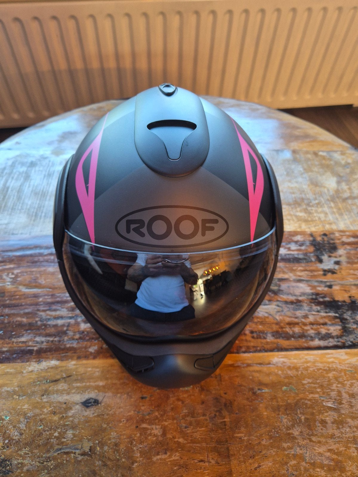 Roof Boxxer Viper Helm Maat M/L Mat Zwart/Roze Z.G.A.N., Motoren, Ophalen of Verzenden