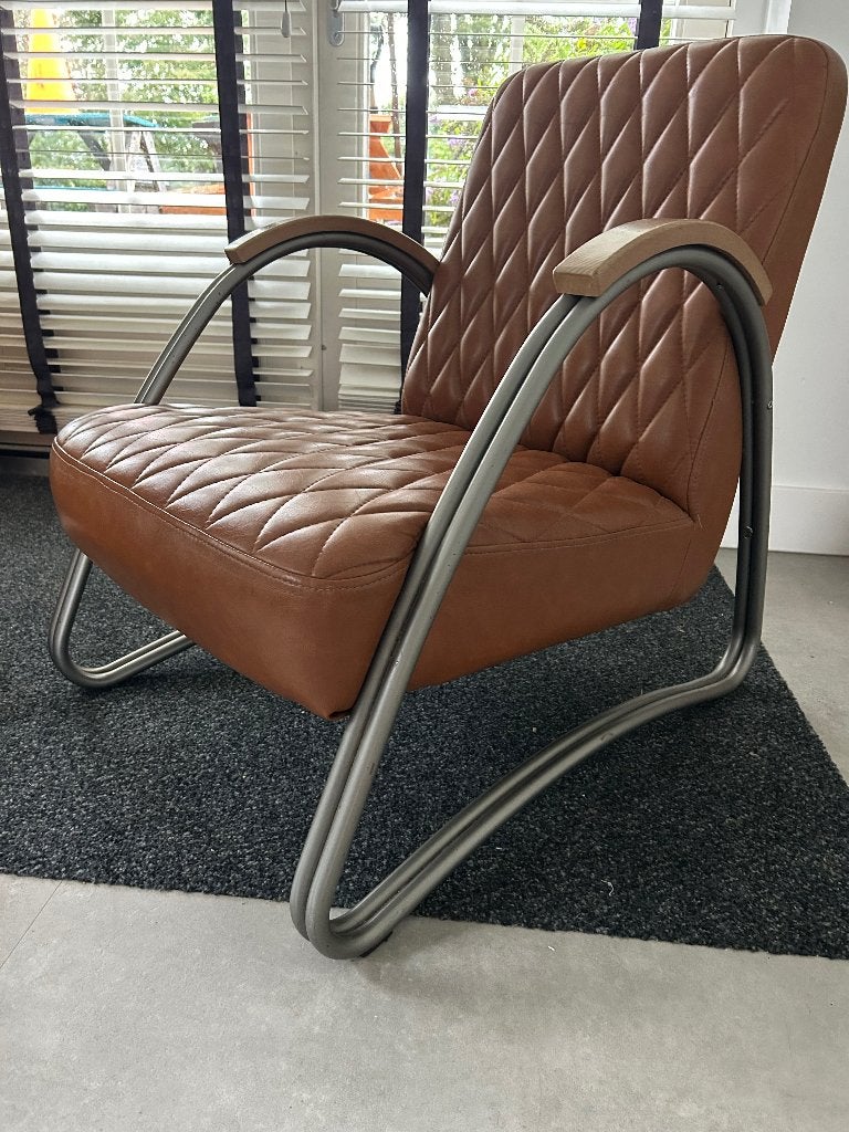 Leren fauteuil, Huis en Inrichting, Ophalen, 75 tot 100 cm, Zo goed als nieuw, 50 tot 75 cm