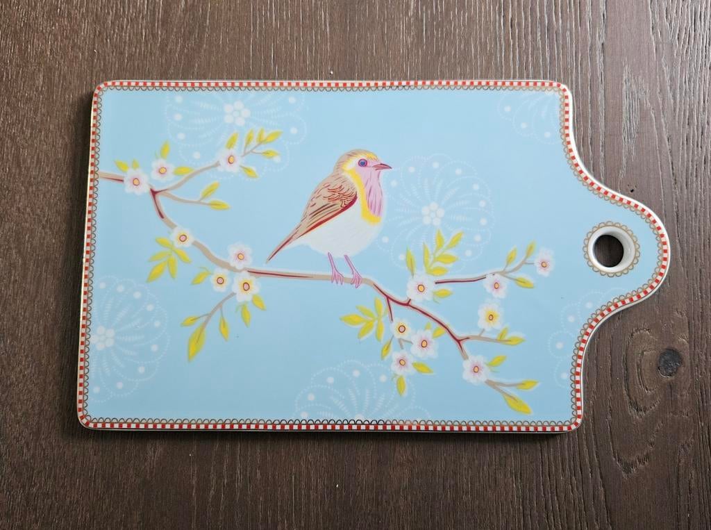 PIP Kaasplankje/Snijplankje met vogel en bloesem 18x29 cm, Ophalen of Verzenden, Zo goed als nieuw