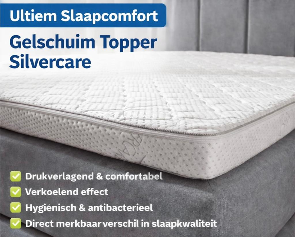 silvercare gel topper 180x200 ligcomfort topdekmatras, Ophalen, Zo goed als nieuw, Tweepersoons, 180 cm