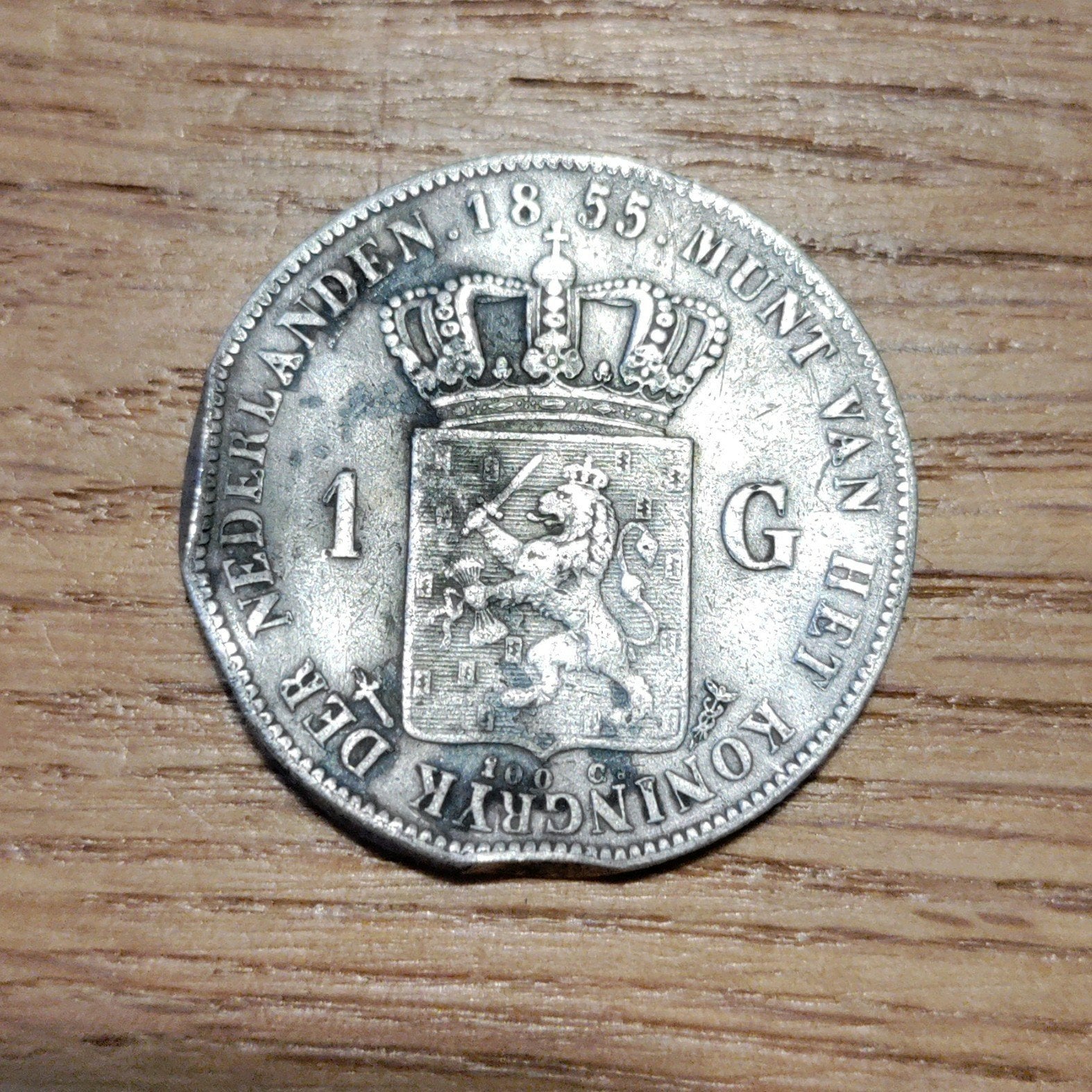 Zilveren 1 Gulden munt Koning Willem III 1855, 1 gulden, Koning Willem III, Zilver, Ophalen of Verzenden
