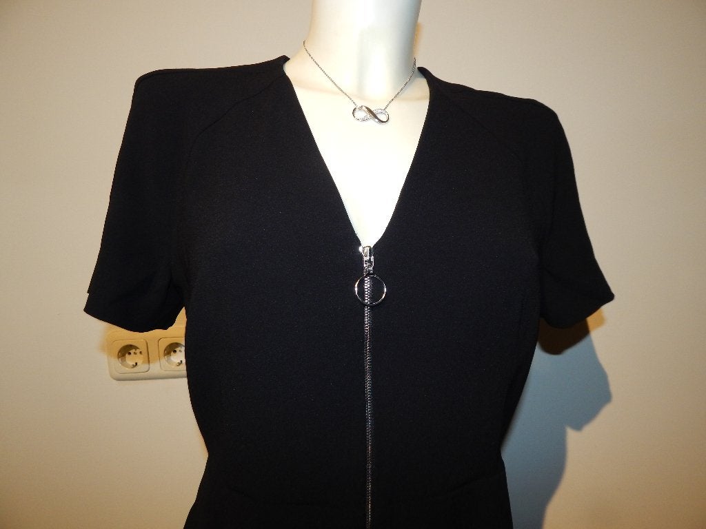 Claudie Pierlot zwarte jurk rits lijfje v hals tijdloos mooi, Maat 38/40 (M), Verzenden, Zwart, Claudie Pierlot