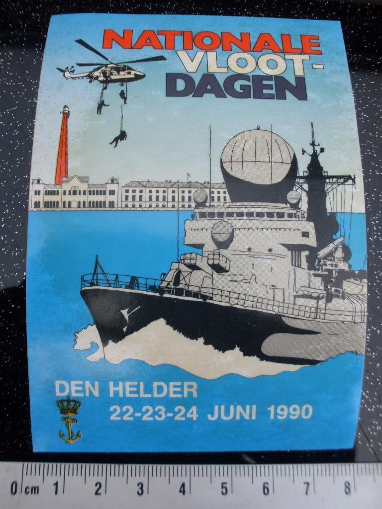 sticker nationale vlootdagen den helder 1990 logo fregat, Verzenden, Zo goed als nieuw, Bedrijf of Vereniging