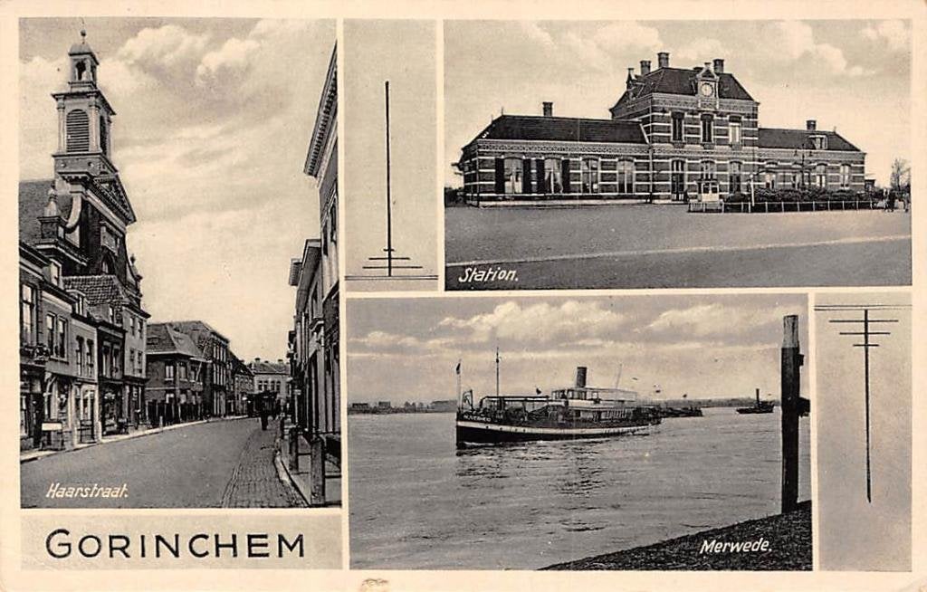 Gorinchem Haarstraat Station en Veer Nijverheid Binnenvaart, Ophalen of Verzenden, 1920 tot 1940, Gelopen, Zuid-Holland