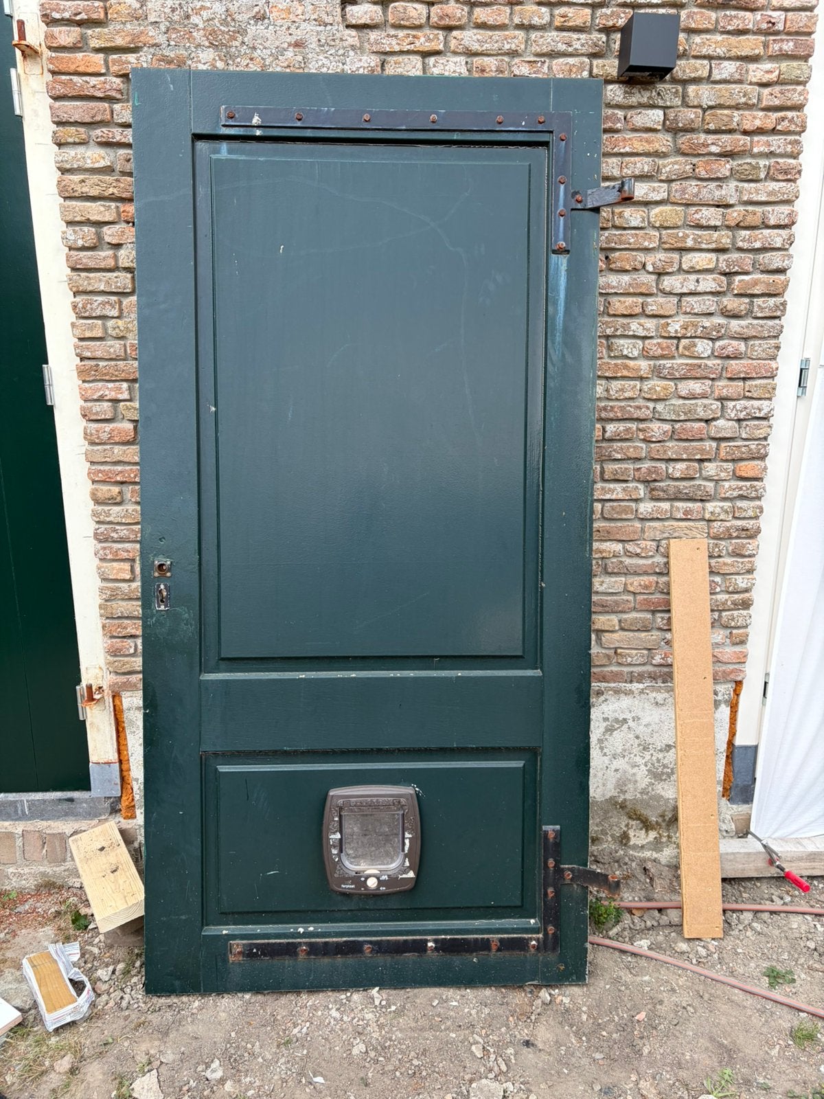 Hardhouten paneel buitendeur, Ophalen, Gebruikt, Buitendeur, 200 tot 215 cm