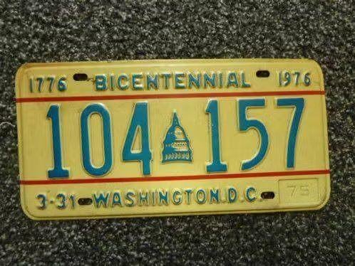 Kentekenplaat licenseplate Washington DC 1976 Bicentennial, Verzenden, Gebruikt, Auto's