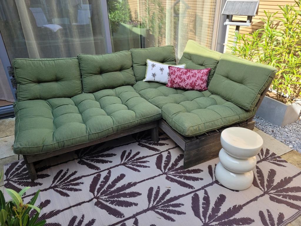 Groene palletkussens, Tuin en Terras, Ophalen, Gebruikt