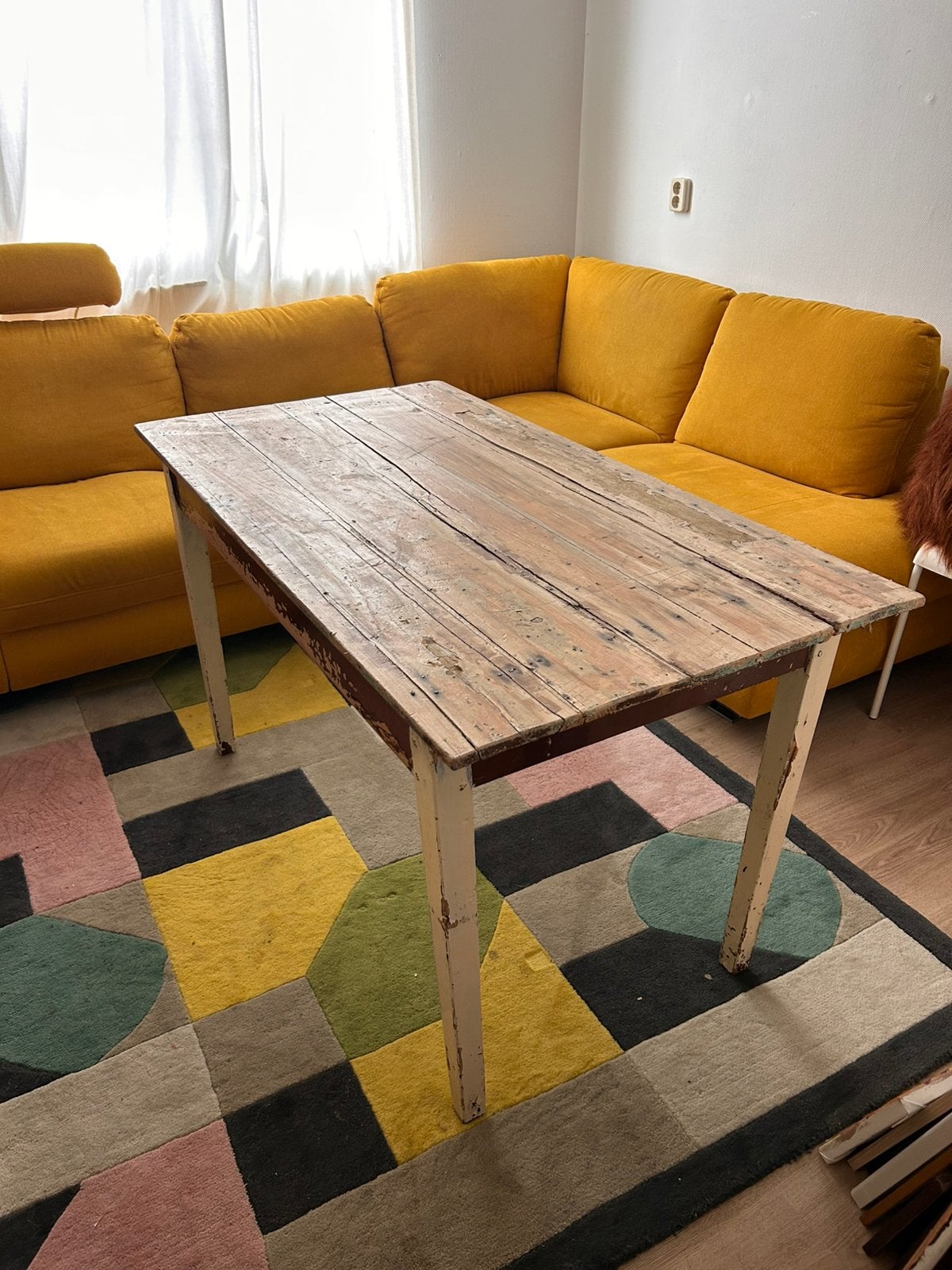 Leuke brocante tafel, Ophalen, Zo goed als nieuw, Rechthoekig, 50 tot 100 cm