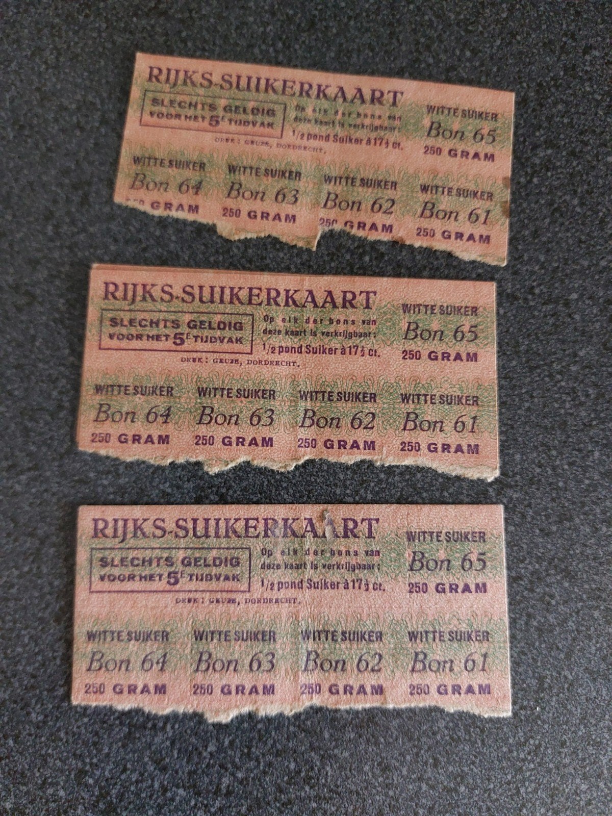Voedselbonnen 2e wereldoorlog voor suiker, Ophalen of Verzenden, Voor 1940, Gebruikt