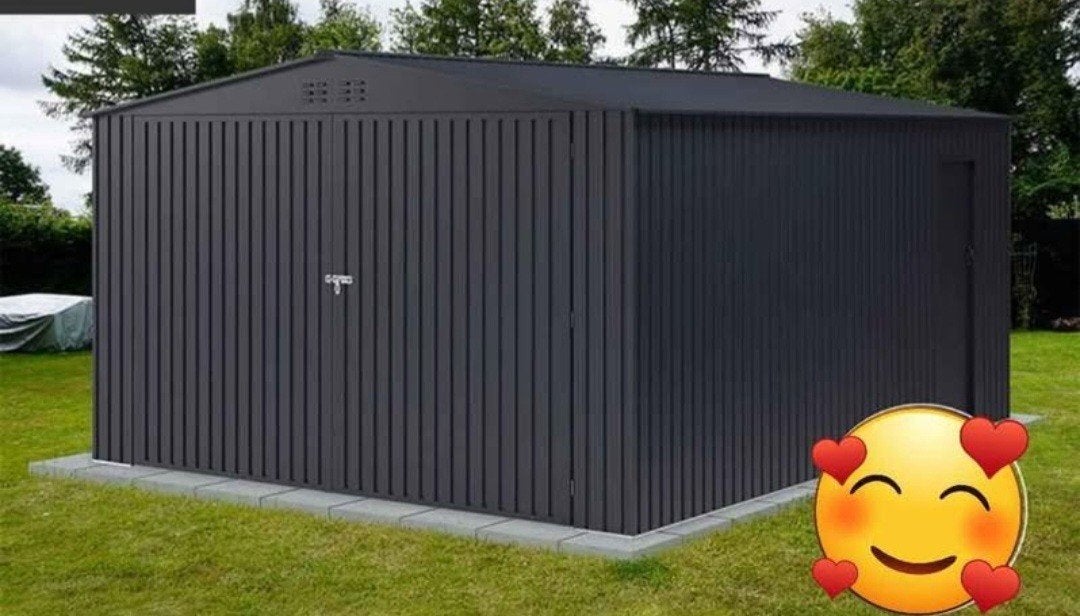 Ruime metalen garage 3,80x4,80m Antraciet met zijdeur, Ophalen, Nieuw, Metaal, Overige typen