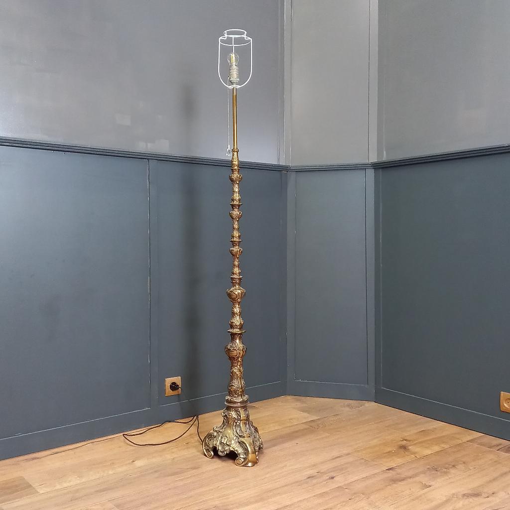 Franse Barok staande bronzen schemerlamp, Ophalen of Verzenden, Gebruikt, Barok, 150 tot 200 cm