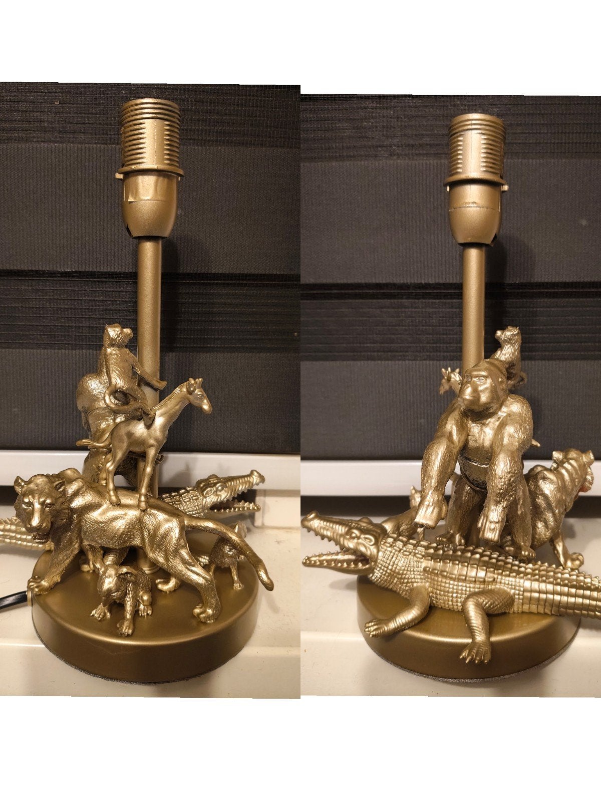 Customade gouden lampenvoet jungle thema E14 met schakelaar, Ophalen of Verzenden