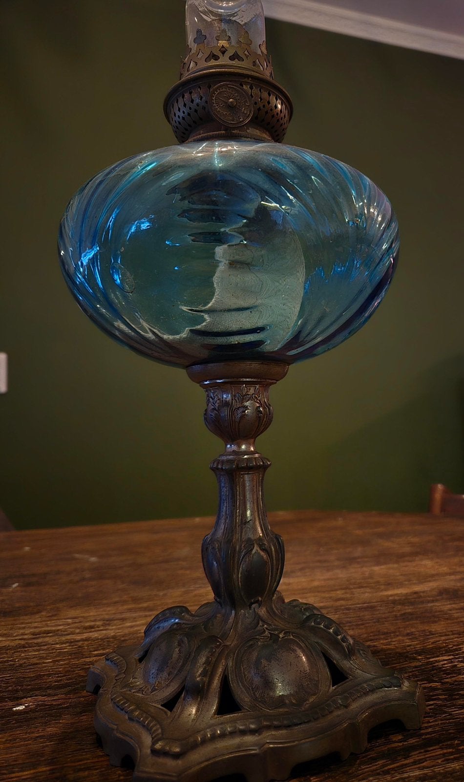 Hugo schneider olielamp antiek, Antiek en Kunst, Ophalen of Verzenden