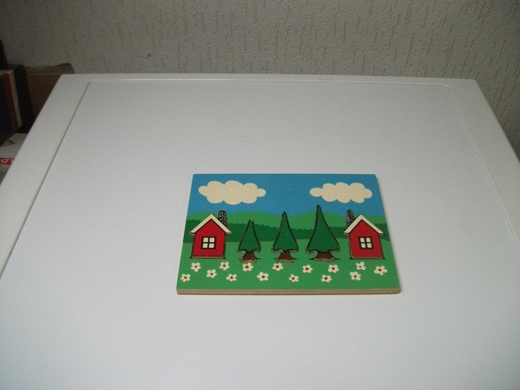 Puzzel huisjes en bomen 5 delig, Ophalen of Verzenden, Gebruikt