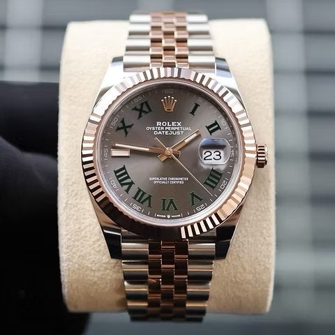 Rolex Datejust 41 Wimbledon 126331 Rosé Full Set, Staal, Rolex, Ophalen of Verzenden, Zo goed als nieuw