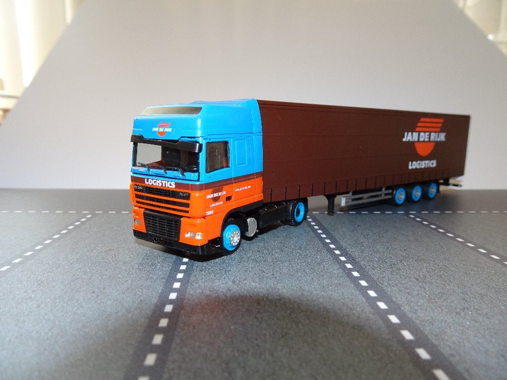 856 herpa daf xf ssc jan de rijk mega oplegger 1:87 truck, Ophalen of Verzenden, Zo goed als nieuw, Bus of Vrachtwagen, Herpa