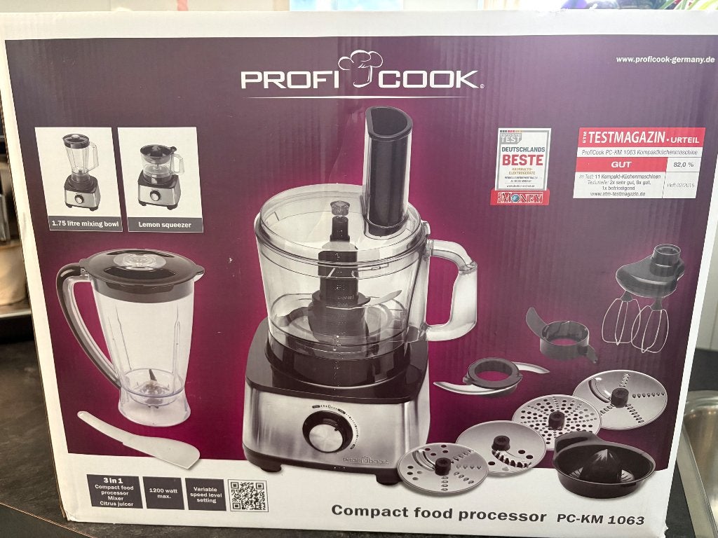 profiCook PC-KM 1063 3-in-1 Compact Food Processor, Ophalen, Nieuw, 3 snelheden of meer