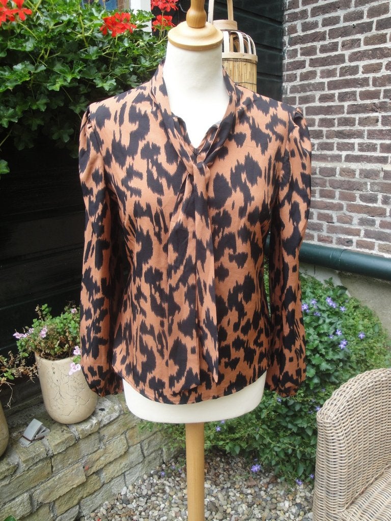 Cognac/zwart blousje maat S (z.g.a.n.), Kleding | Dames, Ophalen of Verzenden, Zo goed als nieuw, Maat 36 (S), Meerkleurig