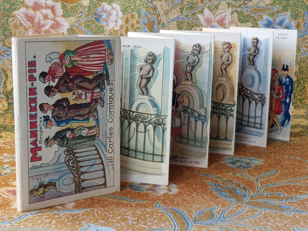Tien mooie oude Manneke Pis kaarten als complete serie 1945., Antiek en Kunst, Ophalen of Verzenden