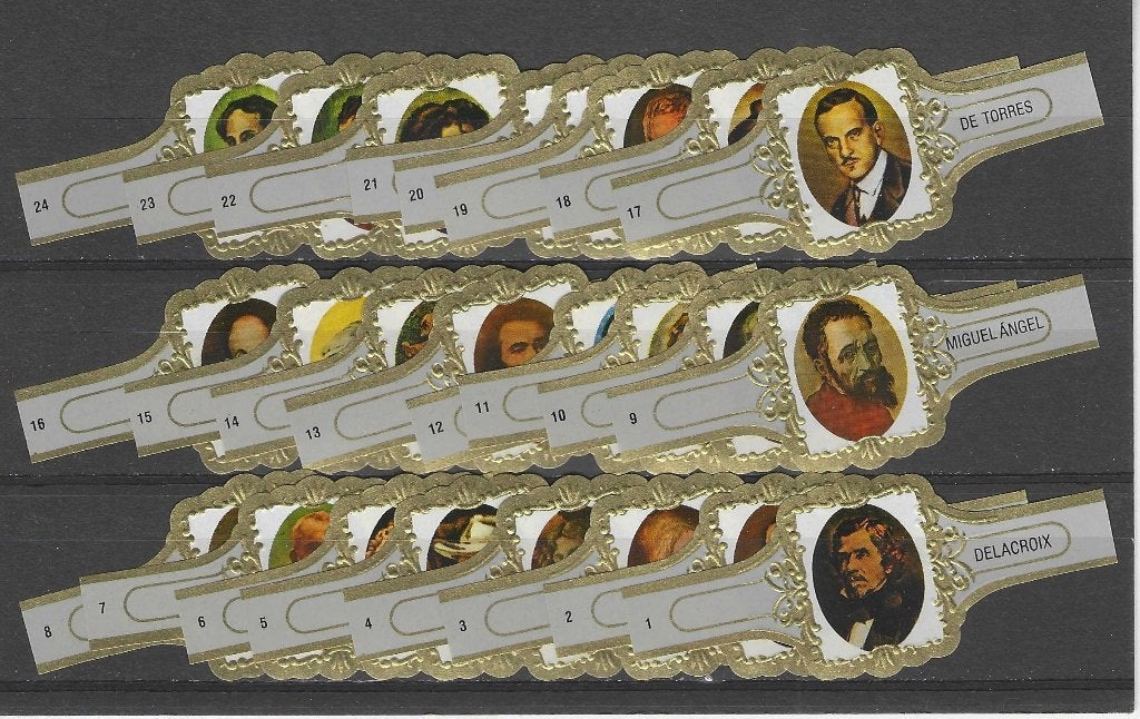 reeks  73  schilders  1-24    sigarenbanden, Ophalen of Verzenden, Zo goed als nieuw, Sigarenbandjes