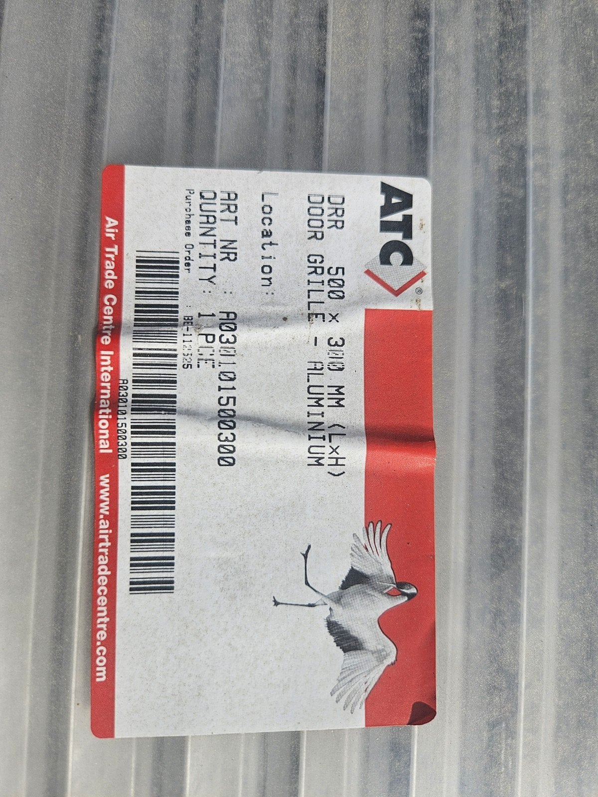 ATC Aluminium Deurrooster 500x300mm (L x H), Ophalen of Verzenden, Nieuw, Ventilator