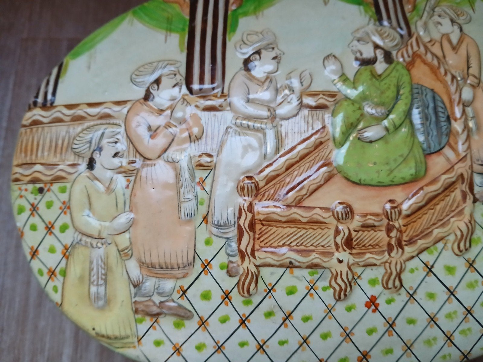 kleurrijke, authentieke vintage papier-maché doos India., Antiek en Kunst, 13 cm, India, Handgemaakt, Doos