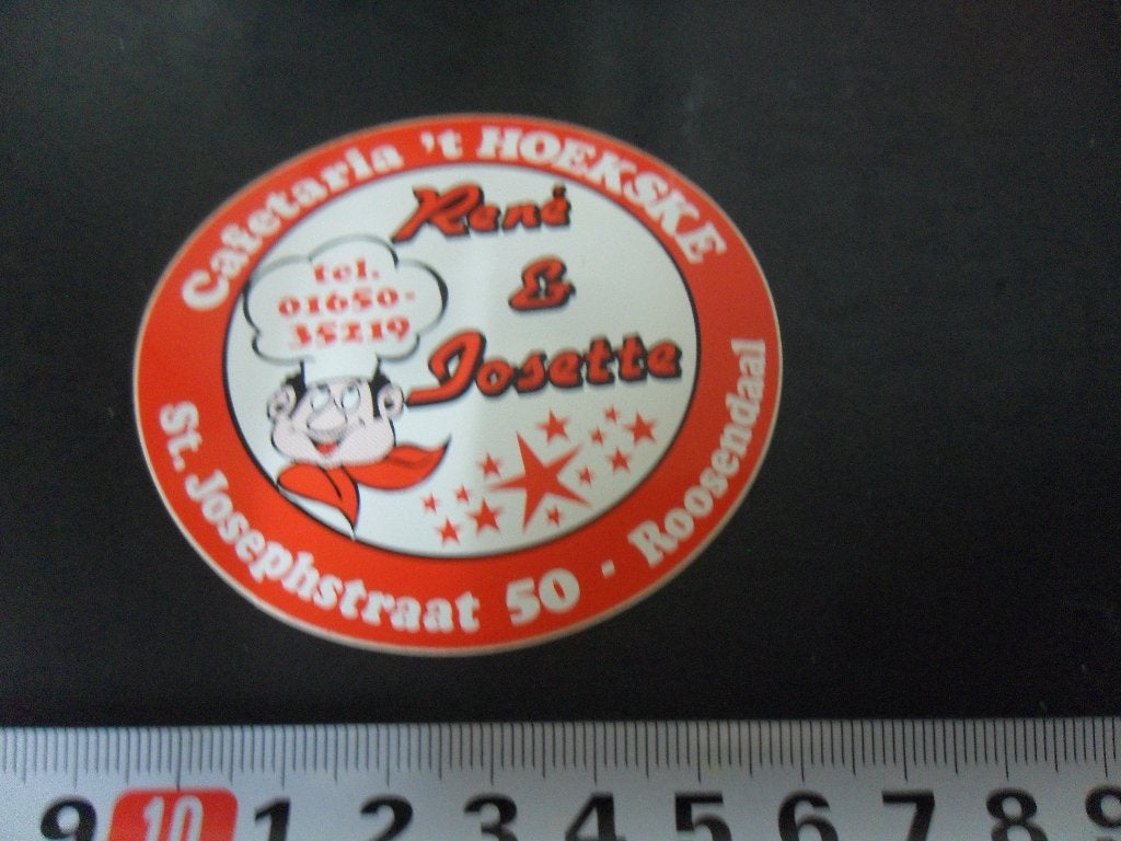 sticker Roosendaal Cafetaria 't Hoekske  René & Josette  *, Ophalen, Zo goed als nieuw