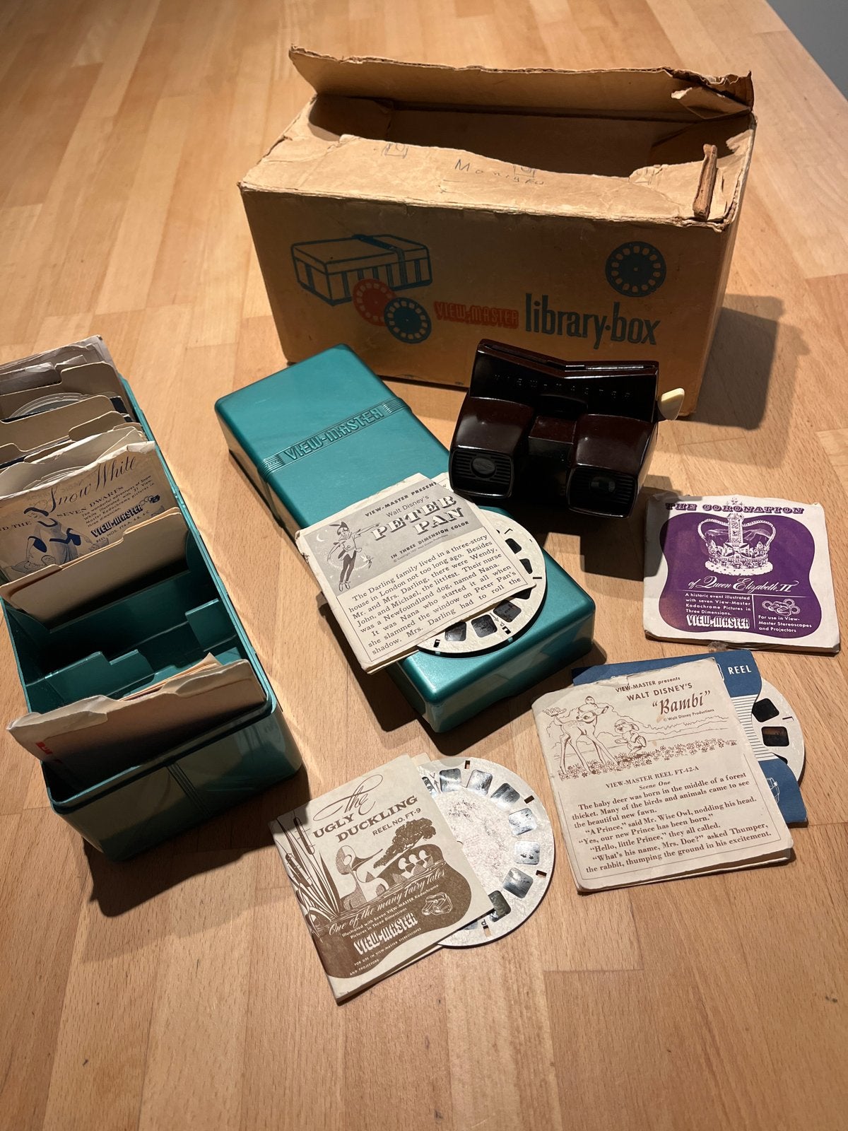 Vintage View-Master set met kijker en diverse schijven, Verzenden, Gebruikt