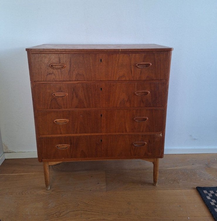 Vintage Teak Ladekast/commode | Jaren 60 Scandinavisch, Ophalen of Verzenden, Zo goed als nieuw
