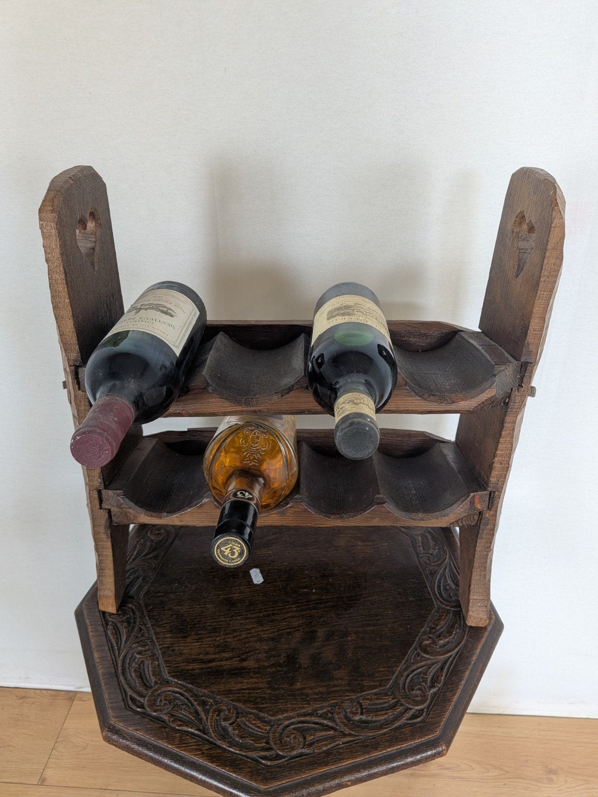 Rustiek Houten Wijnrek – 8 Flessen – Hartvormige Details, Ophalen of Verzenden, Nvt, Nvt, Nvt
